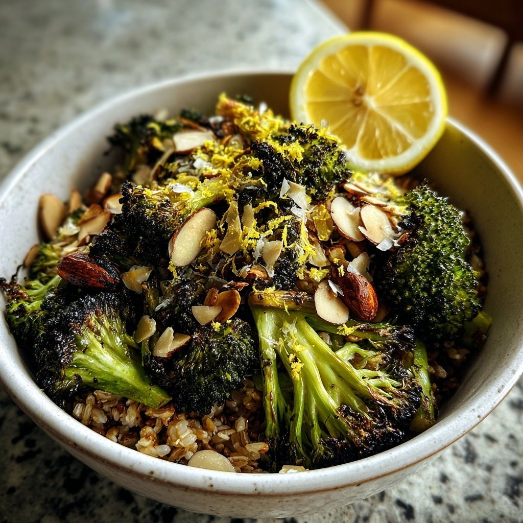 Roasted Broccoli Lemon Grain Bowl