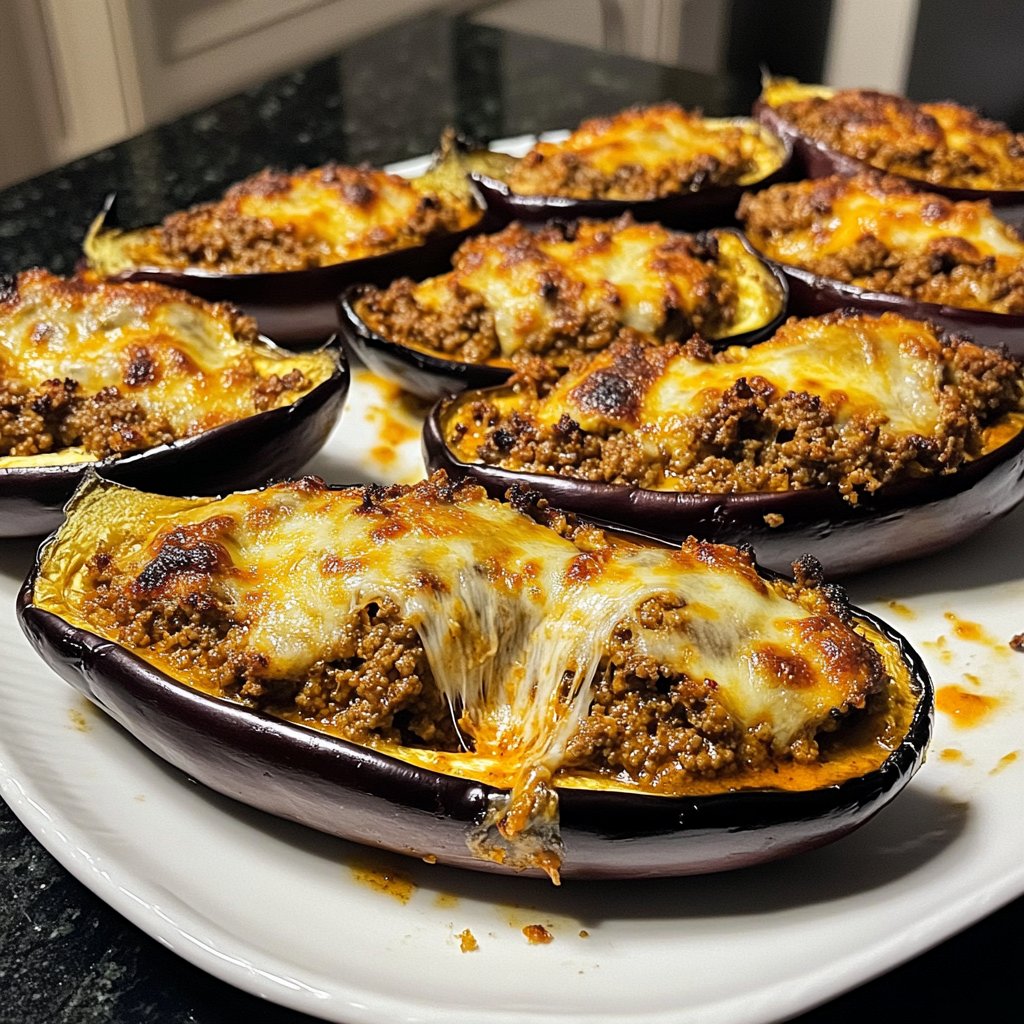 Ground Beef Stuffed Eggplant