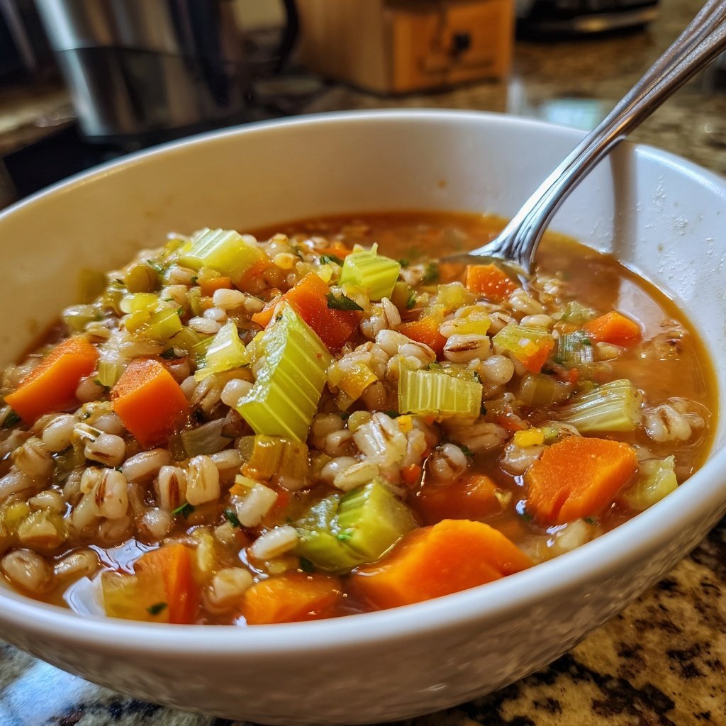 Healthy Crockpot Barley Vegetable Soup